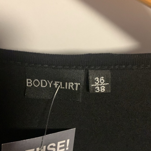 BODY FLIRT BLACK BLOUSE WITH COWL LIKE NECKLINE WITH BLING LIKE UNDERLINING - Picture 3 of 7